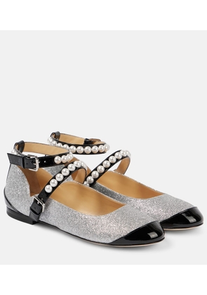 Mach & Mach Embellished glitter Mary Jane flats