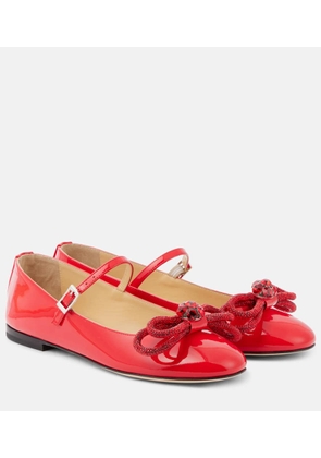 Mach & Mach Bow-detail patent leather Mary Jane flats