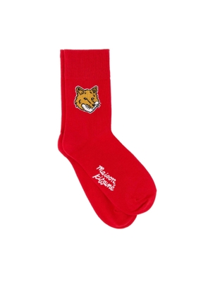 Maison Kitsune Fox Head Intarsia-Knit Cotton-Blend Socks