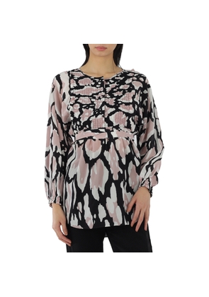 Roberto Cavalli Ladies Macro Lynx Print Tunic Silk Top