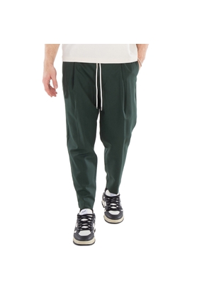 Drole De Monsieur Mens Green Cropped Pleat Trousers