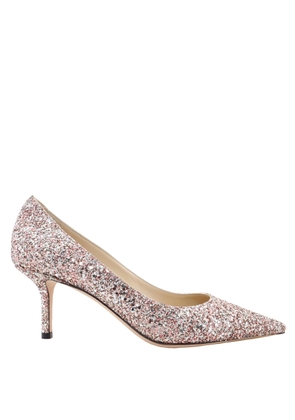 Jimmy Choo Love 65 Rose Coarse Glitter Fabric Pumps
