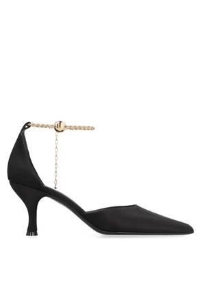 Ferragamo Black Dana 70 Ankle Chain Pumps