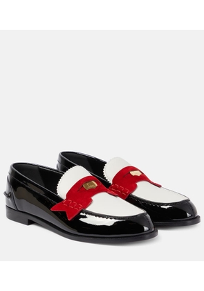 Christian Louboutin Penny suede-trimmed patent leather penny loafers