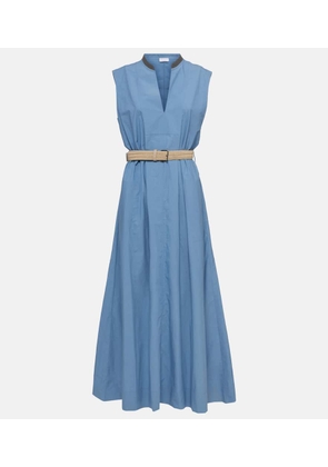 Brunello Cucinelli Embellished cotton poplin maxi dress