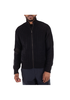 Versace Medusa Embroidered Cable-Knit Full Zip Cardigan