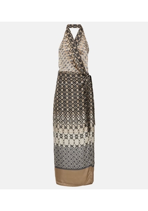 Brunello Cucinelli Printed halterneck silk maxi dress