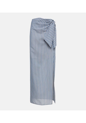 Brunello Cucinelli Striped cotton and silk wrap skirt