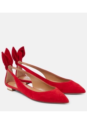 Aquazzura Bow Tie suede ballet flats