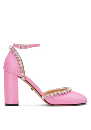 Mach & Mach Audrey 95 Crystal Heart Satin Pumps