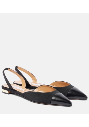 Aquazzura Leather-trimmed slingback flats
