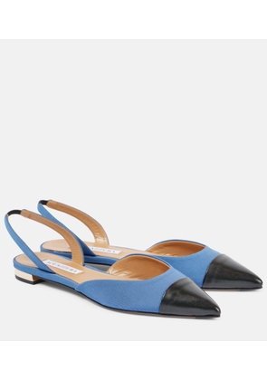 Aquazzura Milanese leather-trimmed slingback flats