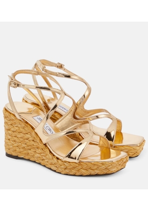 Jimmy Choo Ayla metallic leather espadrille wedges