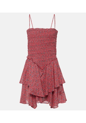 Marant Etoile Ankage smocked ruffled cotton minidress