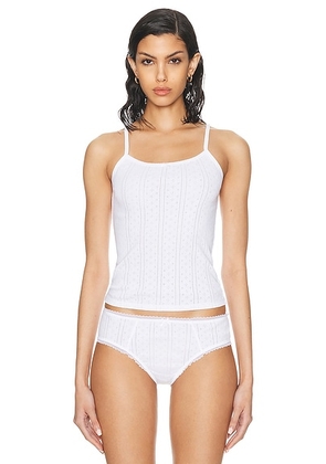 Cou Cou Intimates The Regular Picot Tank Top in White - White. Size L (also in M, XL, XS).