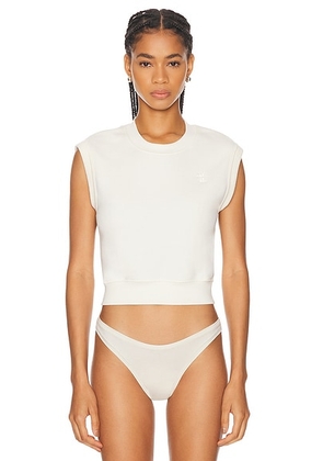 Eterne Sleeveless Crewneck Top in Cream - Cream. Size S (also in XL).