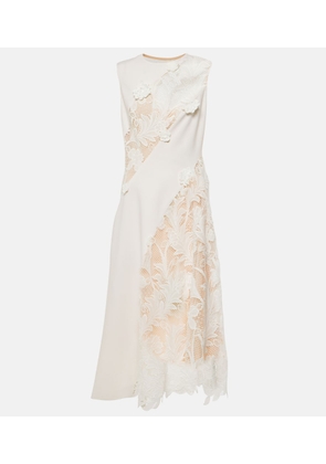 Oscar de la Renta Lace-trimmed wool-blend midi dress