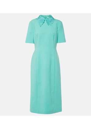 Oscar de la Renta Lace-trimmed wool-blend midi dress