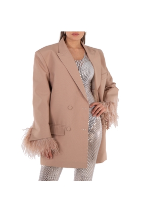 Valentino Ladies Sand Feather Embroidered Jacket