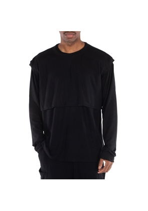 Viridi-Anne Mens Black Wool Jersey Layerd T-Shirt