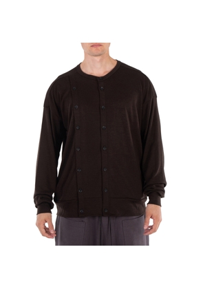 Viridi-Anne Mens Brown Wool Jersey Cardigan