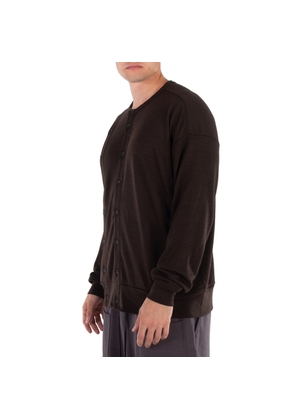 Viridi-Anne Mens Brown Wool Jersey Cardigan