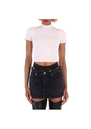 T by Alexander Wang Logo Short Sleeve Mockneck Top