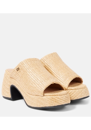 Ganni Butterfly raffia platform mules