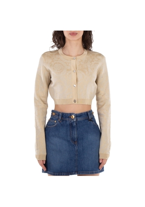 Versace Barocco Lurex Cropped Cardigan