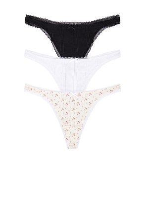 Cou Cou Intimates The 3 Pack Thong in Black  White  & English Rose - Black. Size XL (also in ).