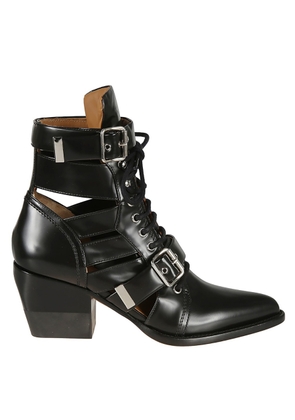 Chloe Ladies Black Rylee Boots In Shiny Calfskin