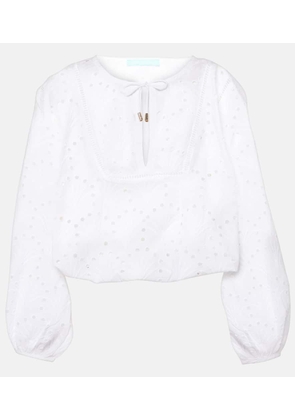Melissa Odabash Angie puff-sleeve cotton crop top