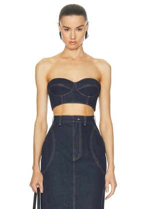 ALAÏA Bustier Bra Top in Bleu Denim - Denim-Dark. Size 40 (also in ).