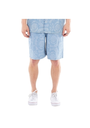 Versace Barocco Pattern Chambray Shorts