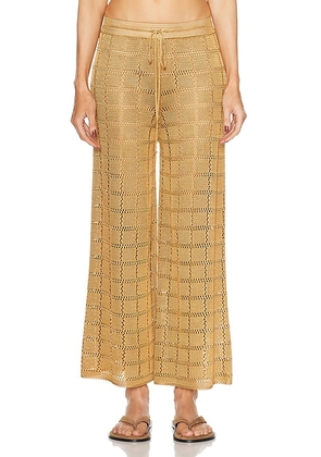 Calle Del Mar Crochet Patchwork Pant in Camel - Brown. Size L (also in ).