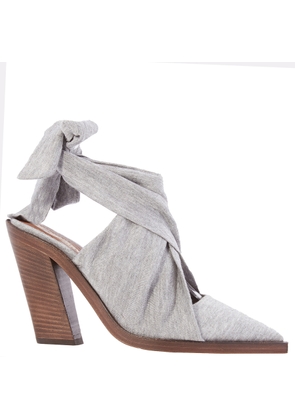 Burberry Pewter Melange Tillington Scarf Tie Detail Jersey Point-toe Mules