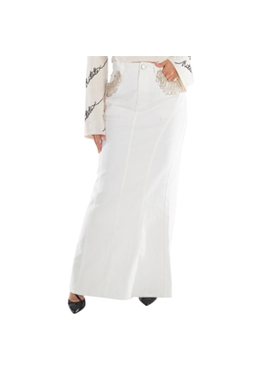 Rotate Birger Christensen Ladies Pristine White Twill Maxi Skirt