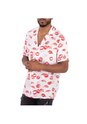 Balmain Twill Pyjama Shirt With Kiss Print