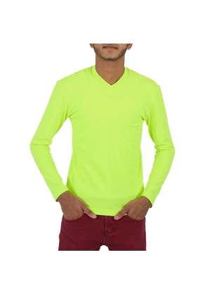 Balenciaga Mens Fluo Yellow Crewneck Long-Sleeve Top