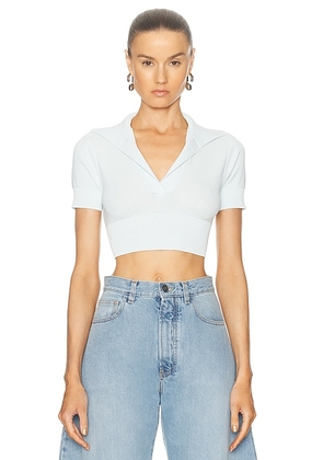 ALAÏA Cropped Polo Top in Mint - Mint. Size 40 (also in ).