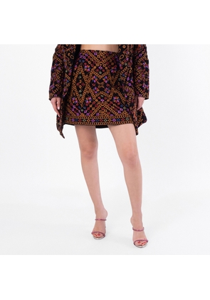 Farm Rio Embroidered Corduroy Mini Skirt