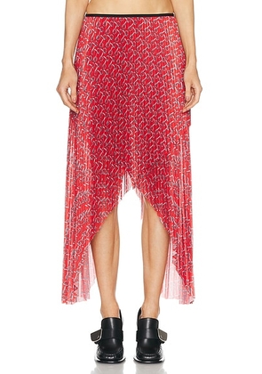 Burberry Pleated Midi Skirt in Silver & Red - Red. Size 8 (also in ).