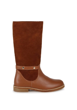 Chloe Logo Embossed Leather Boots