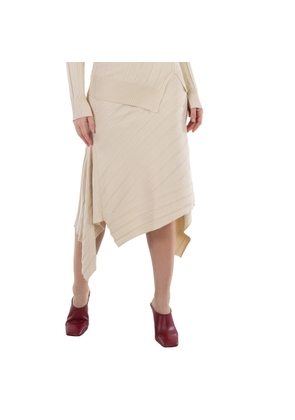 Stella McCartney White Asynnetric Hem Rib-Knit Skirt