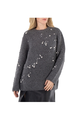 Stella McCartney Grey Pearl Embroidered Oversized Jumper