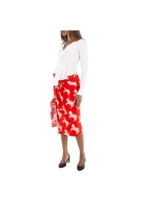 Stella McCartney Ladies Red Pixel Horses Bow Detailed Skirt