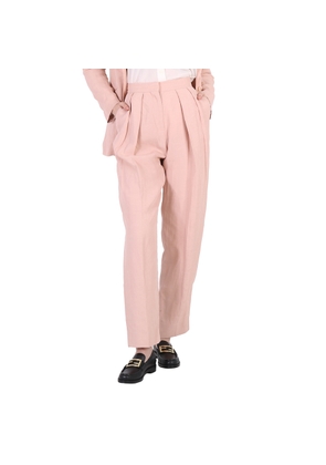 Stella Mccartney Rose Fluid Linen Pleat Front Straight Leg Trousers