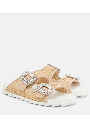 Roger Vivier Slidy Viv' embellished raffia sandals