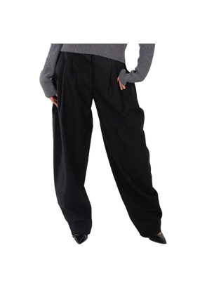 Stella McCartney Ladies Black Pleated Wide-Leg Wool Trousers