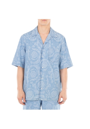 Versace Barocco Print Chambray Denim Shirt